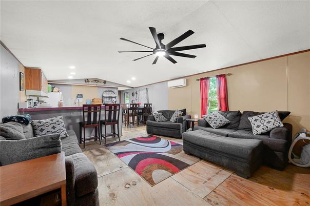 Interior, Kitchen, Living room, Recessed Lighting, Wood Texture Flooring