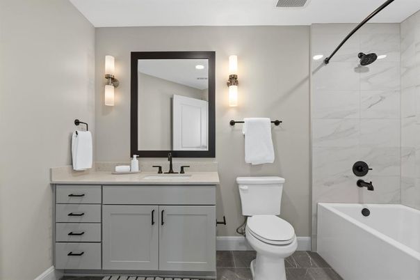 Bathroom, Glass Shower, Interior, Marble Walls