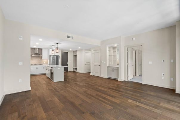 Interior, Kitchen, Pendant Lights, Recessed Lighting, Wood Texture Flooring