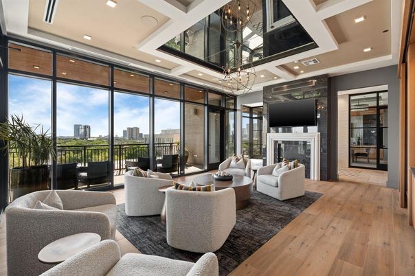Fireplace, Interior, Living room, Pendant Lights, Recessed Lighting, Wood Texture Flooring