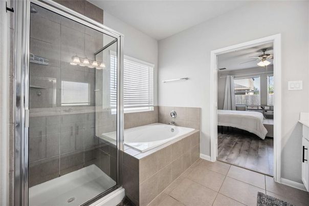 Bathroom, Bedroom, Glass Shower, Interior, Wood Texture Flooring