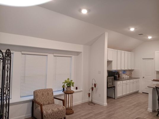 Interior, Kitchen, Recessed Lighting, Wood Texture Flooring