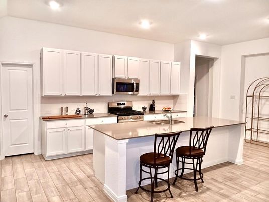 Interior, Kitchen, Recessed Lighting, Wood Texture Flooring