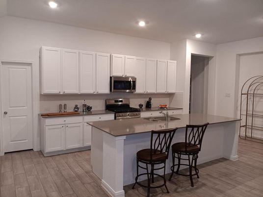 Interior, Kitchen, Recessed Lighting, Wood Texture Flooring