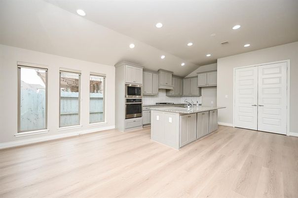 Interior, Kitchen, Recessed Lighting, Wood Texture Flooring