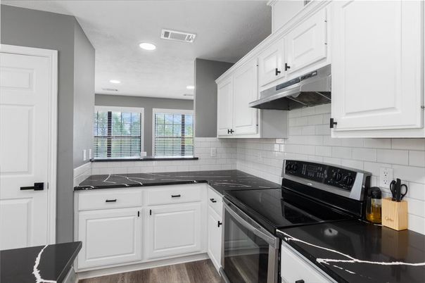Interior, Kitchen, Recessed Lighting, Wood Texture Flooring