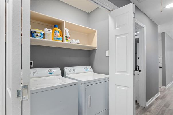 Interior, Recessed Lighting, Utility Closets, Washer, Wood Texture Flooring