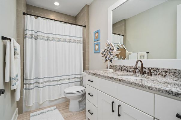 Bathroom, Interior, Recessed Lighting, Wood Texture Flooring