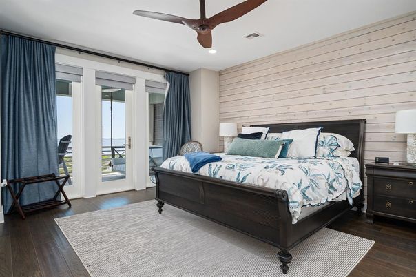 Bedroom, Interior, Recessed Lighting, Wood Texture Flooring, Wooden Walls