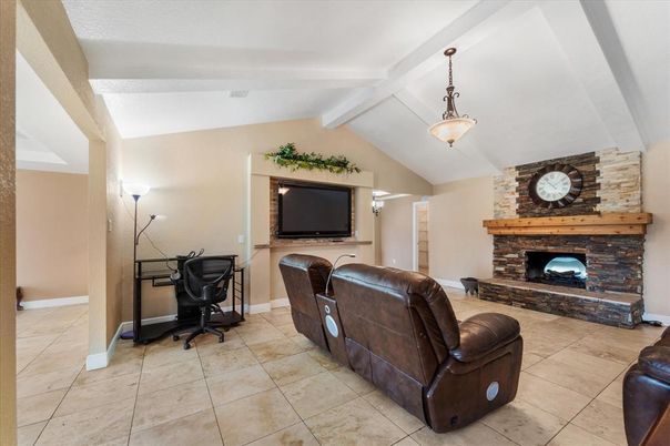 Fireplace, Home Office, Interior, Living room, Pendant Lights