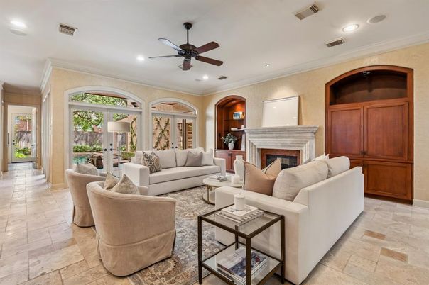Fireplace, Interior, Living room, Recessed Lighting