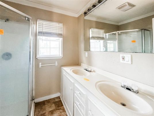 Bathroom, Dual Sink Vanities, Glass Shower, Interior