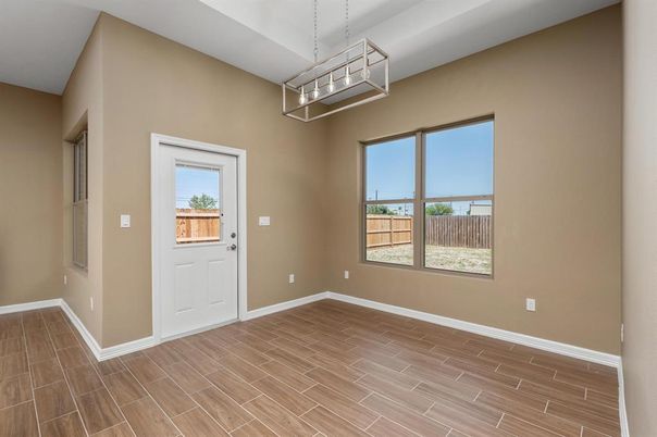 Empty room, Interior, Pendant Lights, Wood Texture Flooring