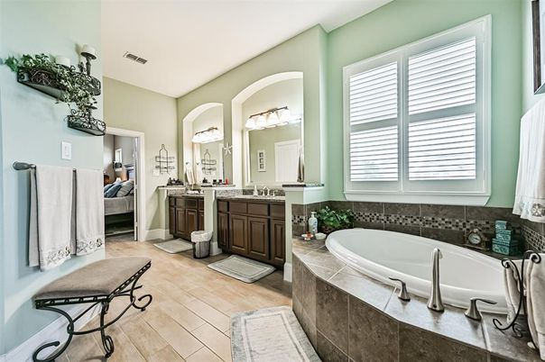 Bathroom, Bedroom, Dual Sink Vanities, Interior, Wood Texture Flooring