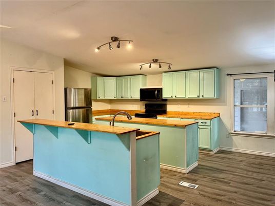 Interior, Kitchen, Stainless Steel Appliances, Wood Texture Flooring