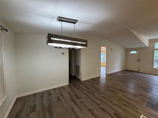 Empty room, Interior, Pendant Lights, Wood Texture Flooring
