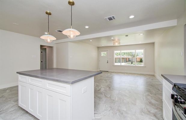 Interior, Kitchen, Marble, Pendant Lights, Recessed Lighting