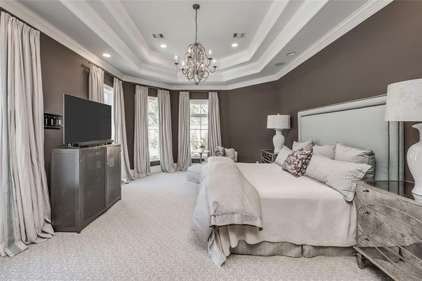 Bedroom, Chandelier, Interior, Recessed Lighting