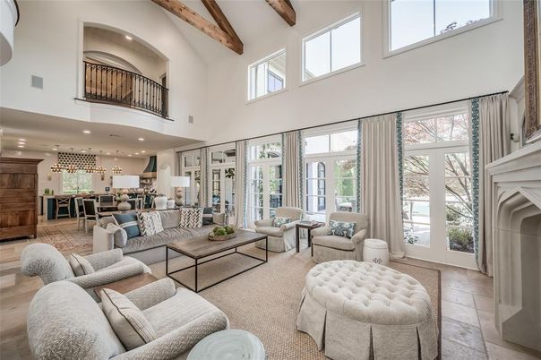 Dining room, Interior, Kitchen, Living room, Pendant Lights, Recessed Lighting, Wooden Beams