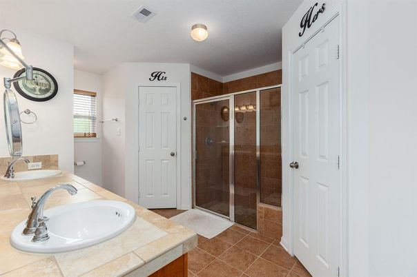 Bathroom, Glass Shower, Interior, Tile Countertops
