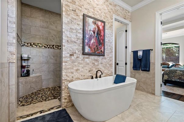 Bathroom, Free Standing Baths, Interior, Stone Walls