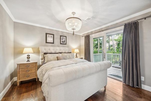 Bedroom, Chandelier, Interior, Wood Texture Flooring