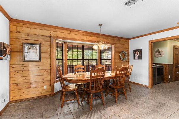 Dining room, Interior, Pendant Lights, Wooden Walls