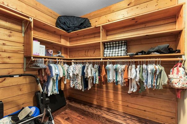 Interior, Walk-in Closets, Wood Texture Flooring, Wooden Walls