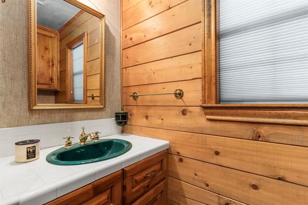 Bathroom, Interior, Tile Countertops, Wooden Walls