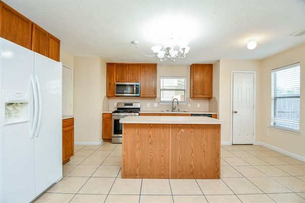 Chandelier, Interior, Kitchen, Stainless Steel Appliances