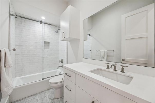 Bathroom, Glass Shower, Interior, Marble, Recessed Lighting