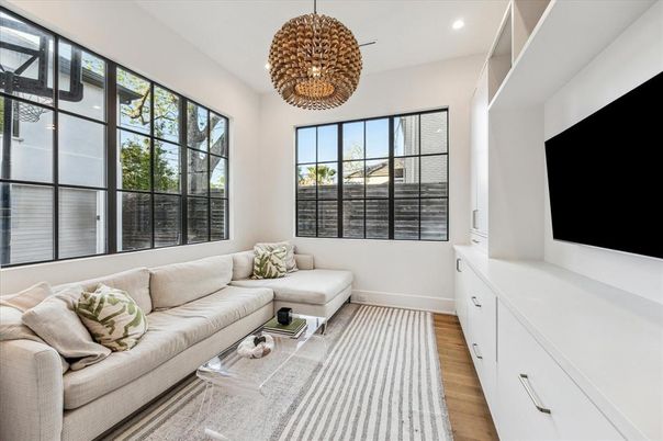 Chandelier, Interior, Living room, Pendant Lights, Recessed Lighting, Wood Texture Flooring