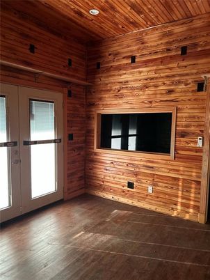 Empty room, Interior, Recessed Lighting, Wooden Ceilings, Wood Texture Flooring, Wooden Walls