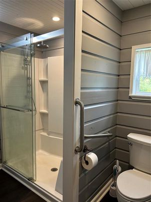 Bathroom, Glass Shower, Interior, Recessed Lighting