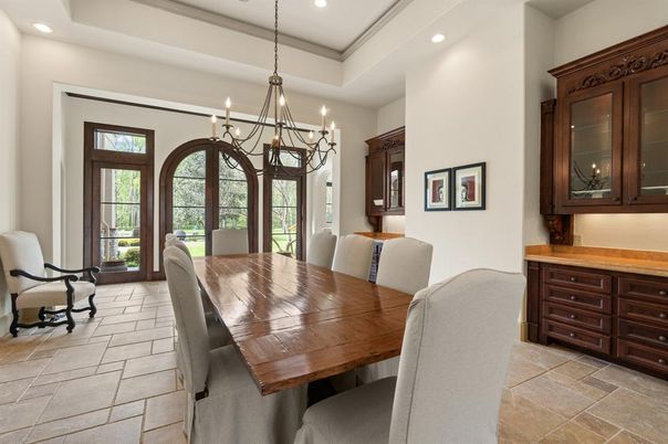 Chandelier, Dining room, Interior, Recessed Lighting