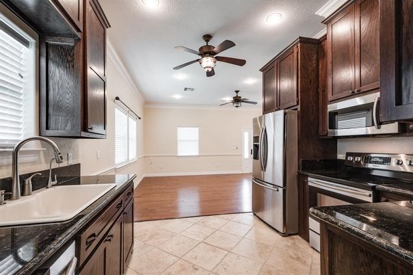 Interior, Kitchen, Recessed Lighting, Wood Texture Flooring