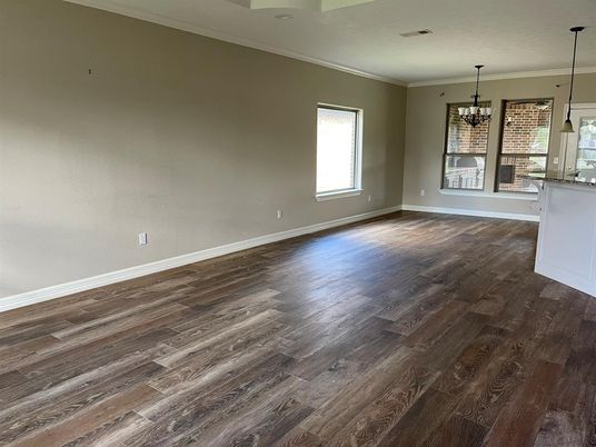 Empty room, Interior, Pendant Lights, Wood Texture Flooring