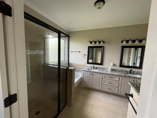 Bathroom, Dual Sink Vanities, Glass Shower, Interior