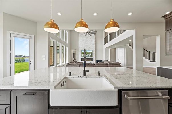 Interior, Kitchen, Living room, Pendant Lights, Recessed Lighting, Stainless Steel Appliances, Wood Texture Flooring