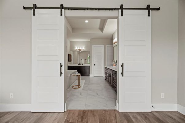 Interior, Marble, Recessed Lighting, Wood Texture Flooring