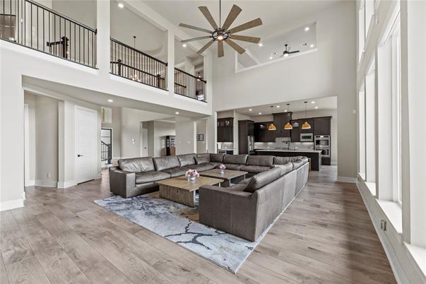 Interior, Kitchen, Living room, Pendant Lights, Recessed Lighting, Wood Texture Flooring