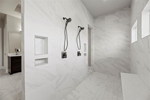 Bathroom, Glass Shower, Interior, Marble, Marble Walls