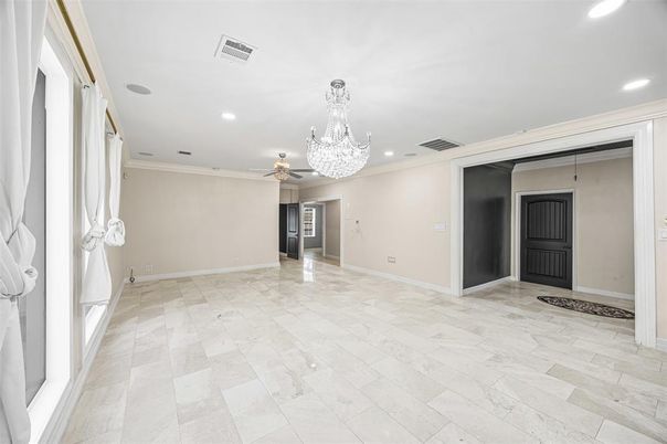 Chandelier, Empty room, Interior, Recessed Lighting