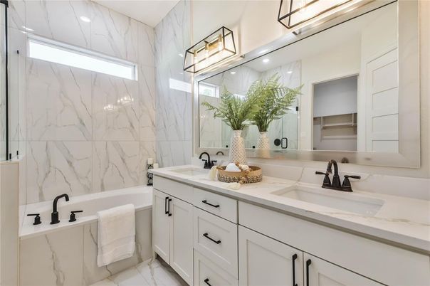 Bathroom, Dual Sink Vanities, Interior, Marble, Marble Walls