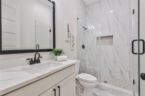 Bathroom, Glass Shower, Interior, Marble, Marble Walls