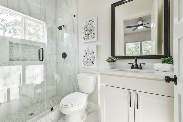 Bathroom, Glass Shower, Interior, Marble, Marble Walls