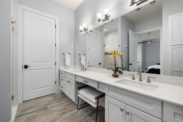 Bathroom, Dual Sink Vanities, Interior, Wood Texture Flooring