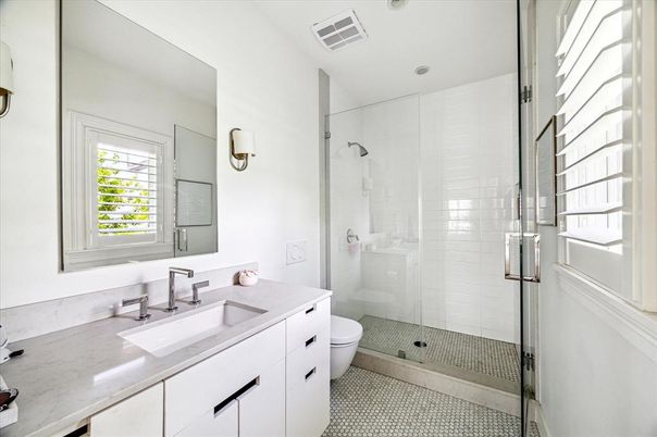 Bathroom, Glass Shower, Interior, Recessed Lighting