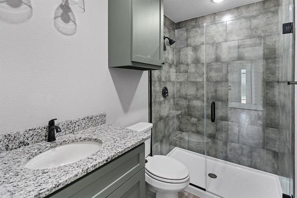 Bathroom, Glass Shower, Interior, Recessed Lighting
