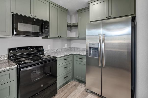 Interior, Kitchen, Stainless Steel Appliances, Wood Texture Flooring